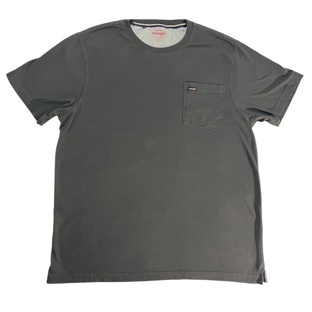 Wrangler Mens Short Sleeve Pocket T-Shirt Charcoal Gray Cotton XL 1854625